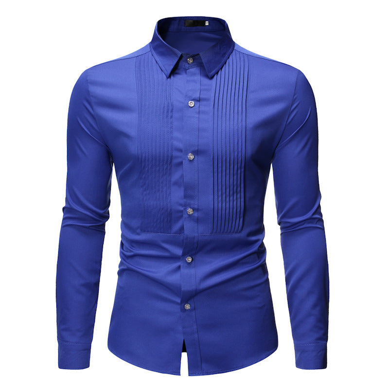Royal Blue Slim Fit Wedding Tuxedo Shirt