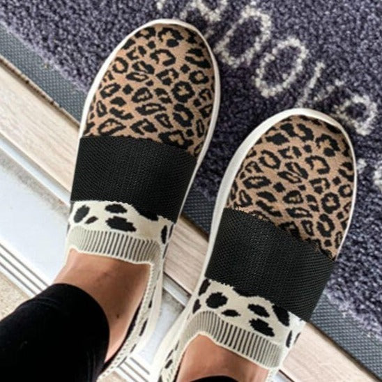 Women’s Slip-On Knitted Leopard Sneakers