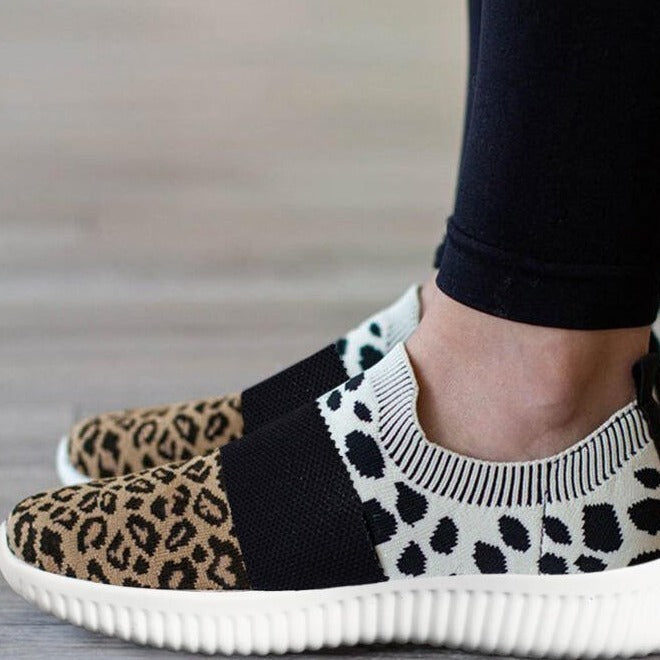 Women’s Slip-On Knitted Leopard Sneakers