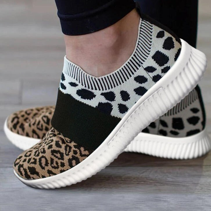 Women’s Slip-On Knitted Leopard Sneakers