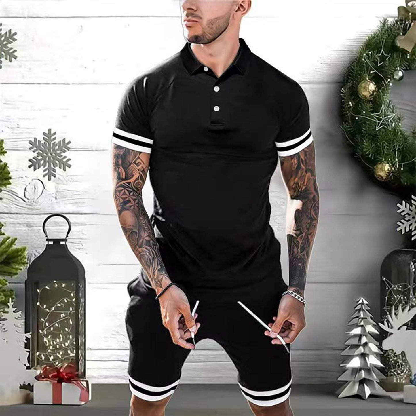 Men’s Summer Polo Shirt & Shorts Set