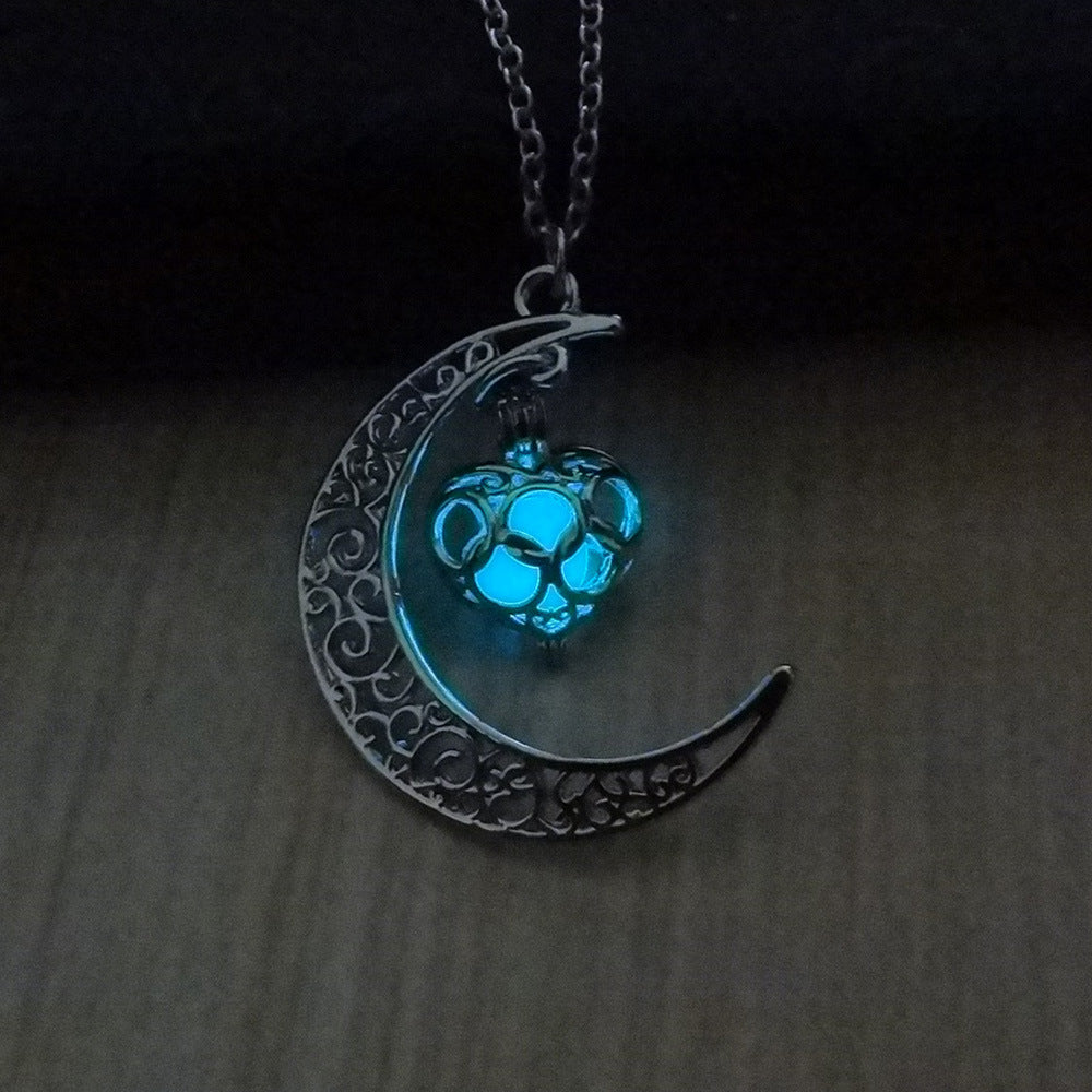 Glowing Pendant Silver-Plated Necklace