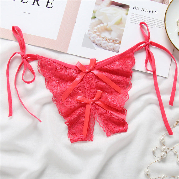 Lace-up thong lace lace-up panties