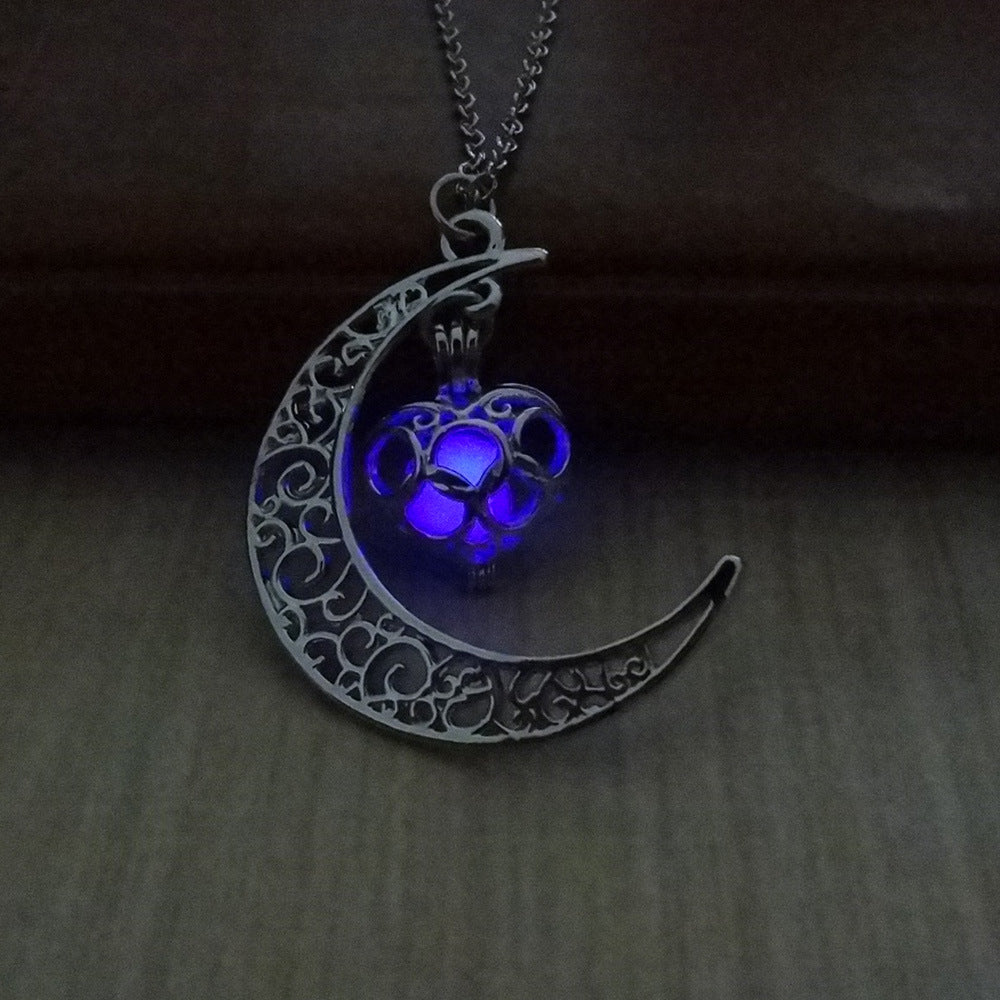 Glowing Pendant Silver-Plated Necklace