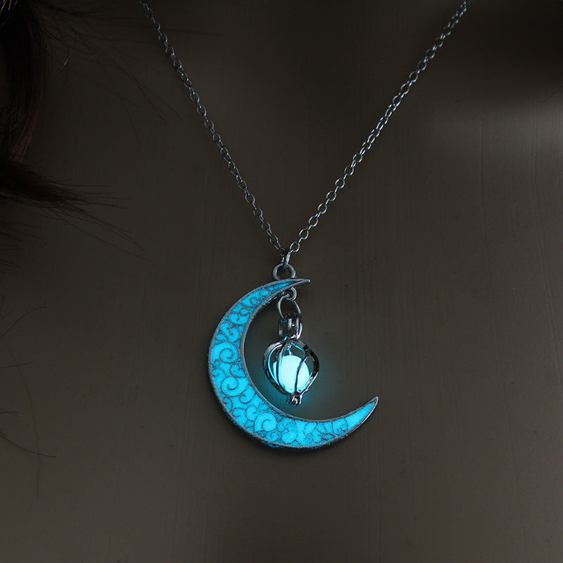 Glowing Pendant Silver-Plated Necklace