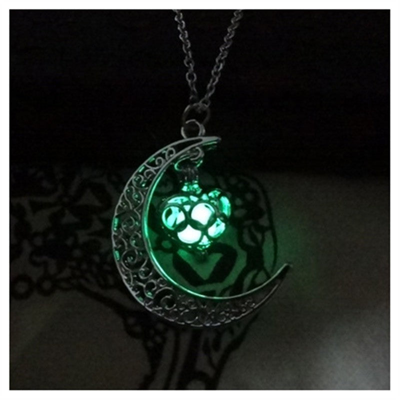 Glowing Pendant Silver-Plated Necklace