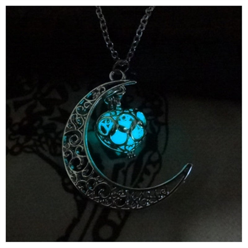 Glowing Pendant Silver-Plated Necklace