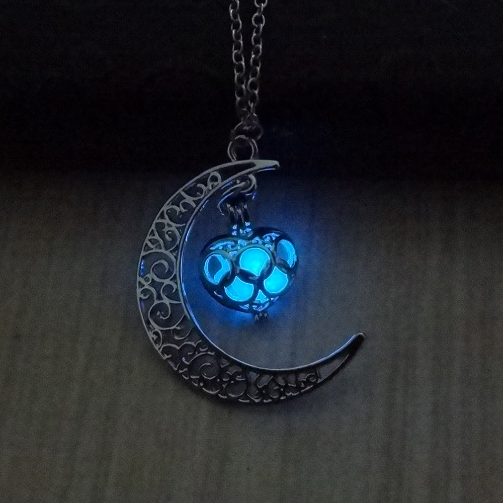 Glowing Pendant Silver-Plated Necklace