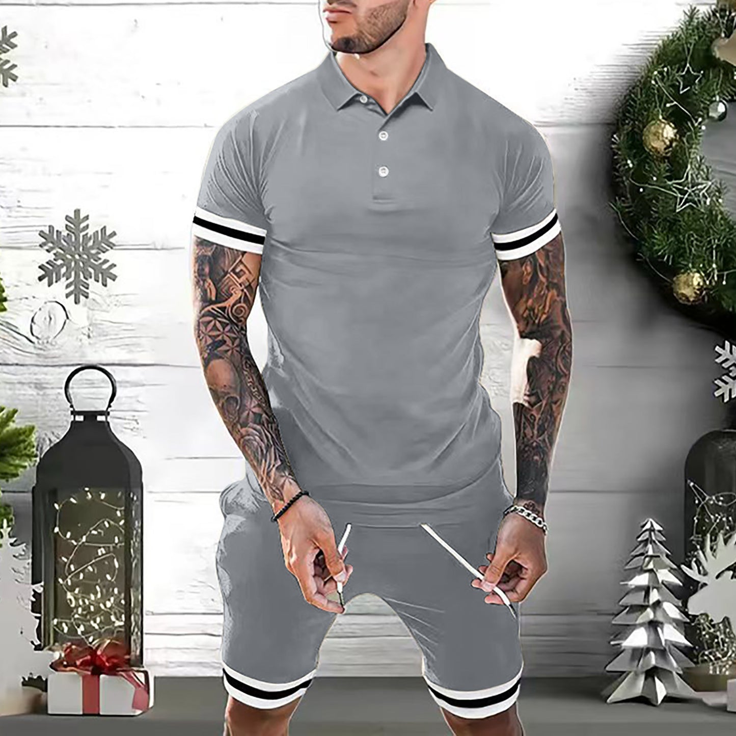 Men’s Summer Polo Shirt & Shorts Set