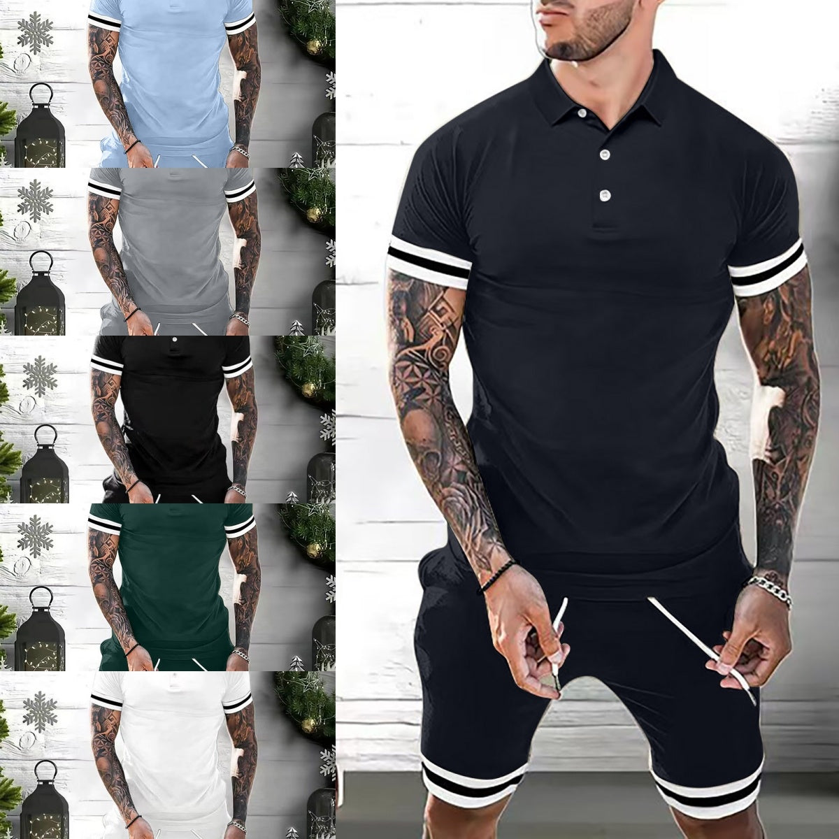 Men’s Summer Polo Shirt & Shorts Set