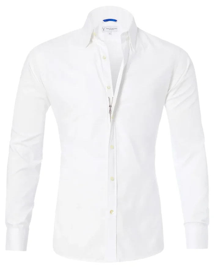 Long Sleeve Zipper Shirt with Button Design