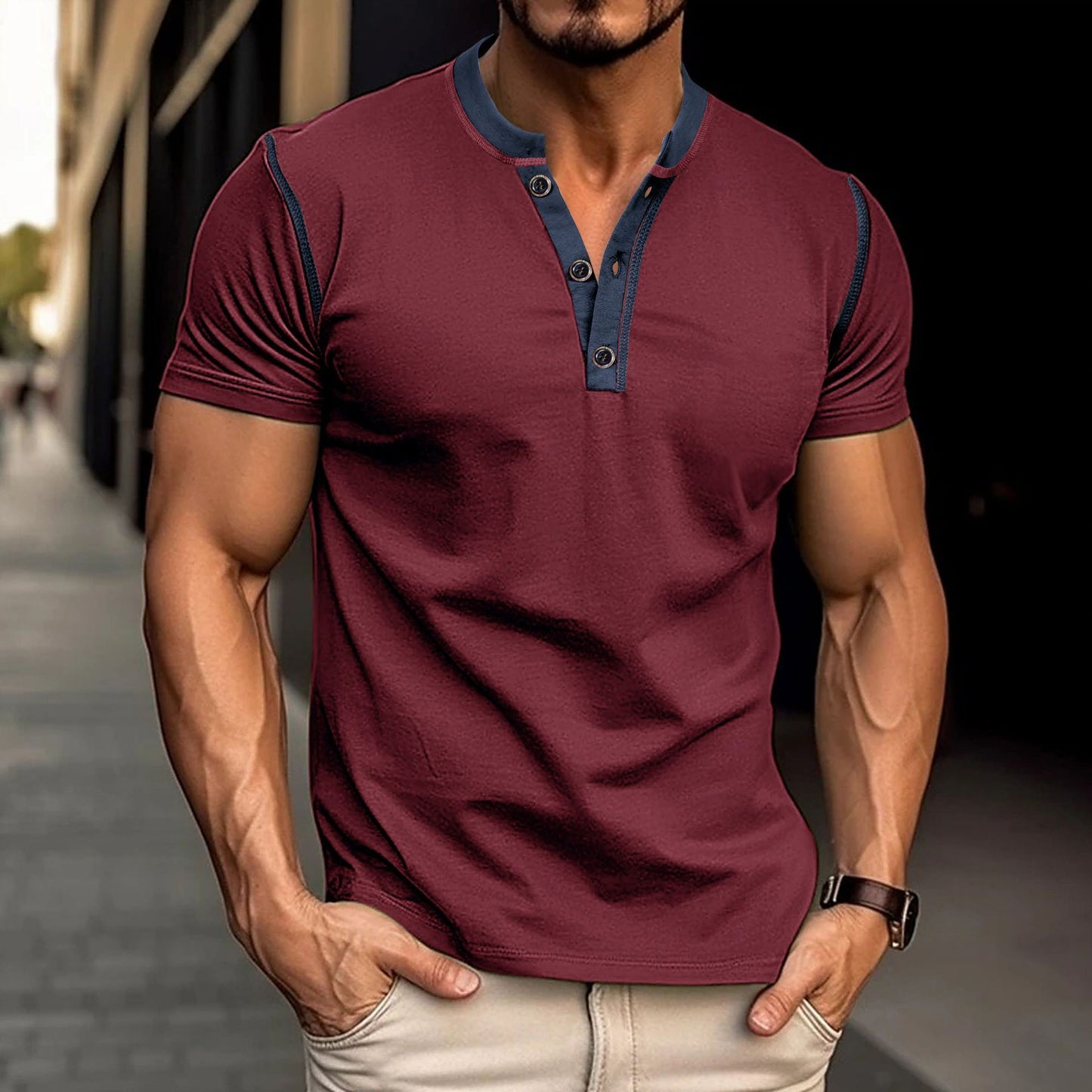 Men’s Summer V-neck Polo Shirt