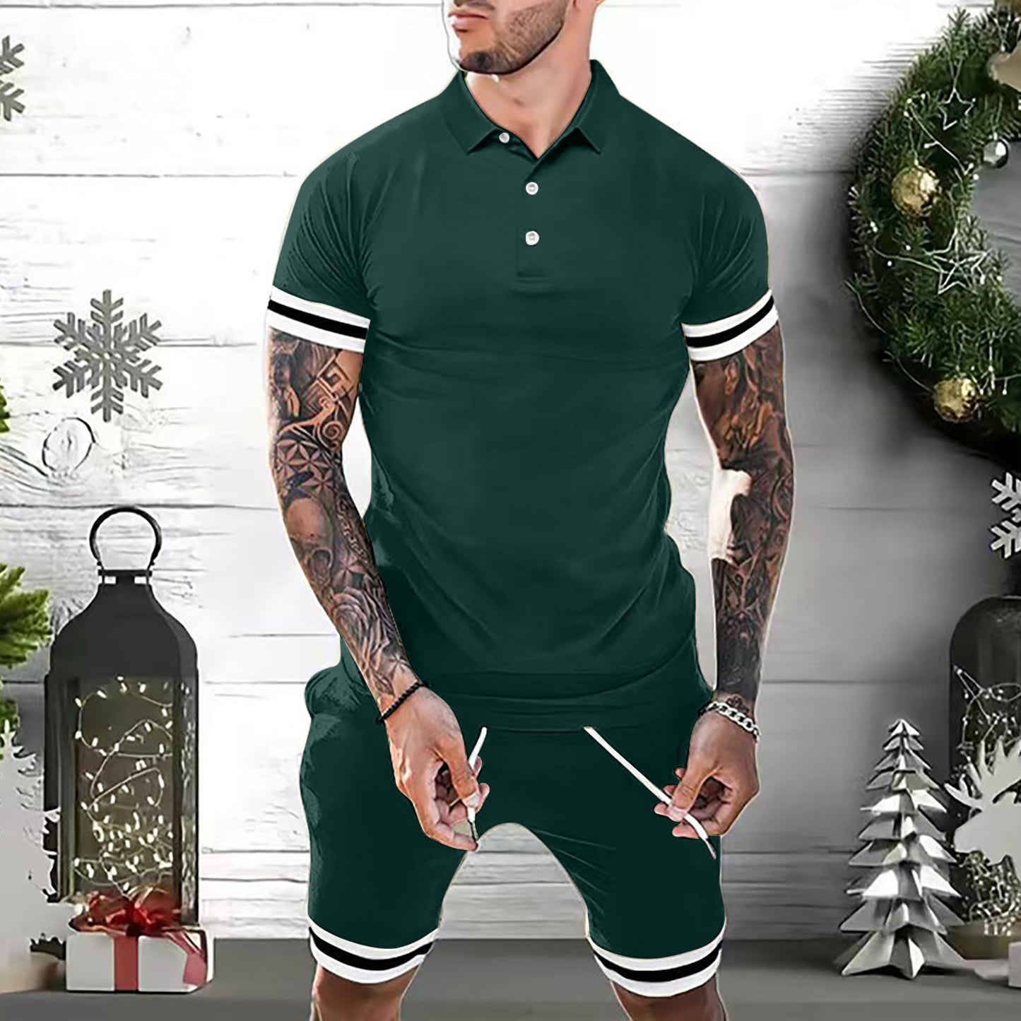 Men’s Summer Polo Shirt & Shorts Set