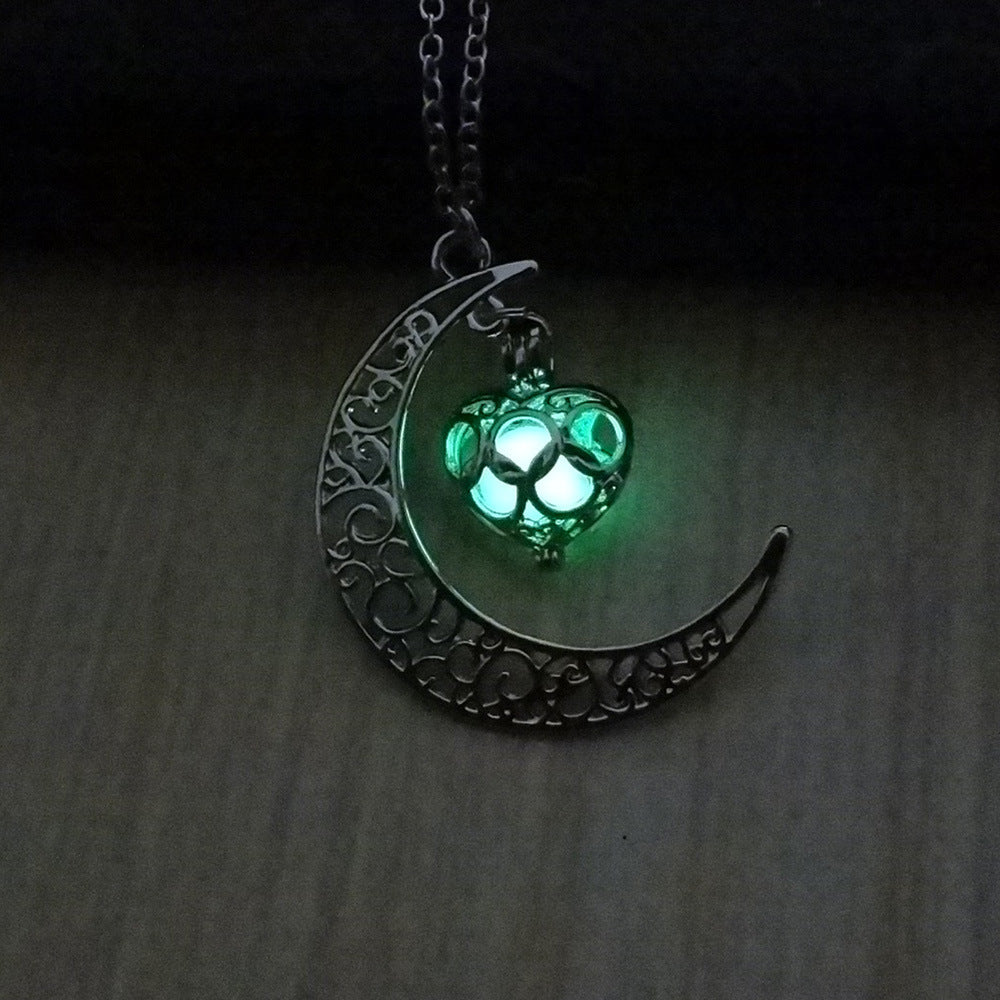 Glowing Pendant Silver-Plated Necklace