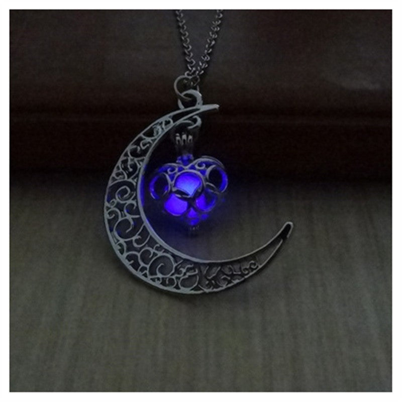 Glowing Pendant Silver-Plated Necklace