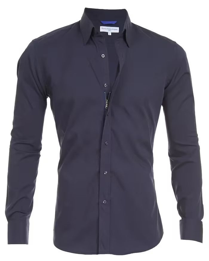 Long Sleeve Zipper Shirt with Button Design