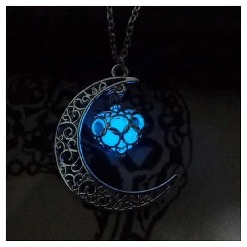 Glowing Pendant Silver-Plated Necklace