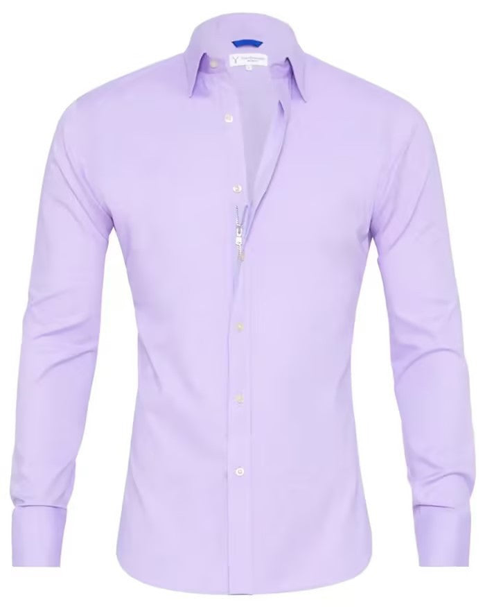 Long Sleeve Zipper Shirt with Button Design