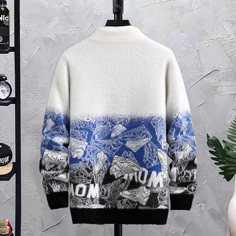 Patchwork Hip Hop Crew Neck Sweater