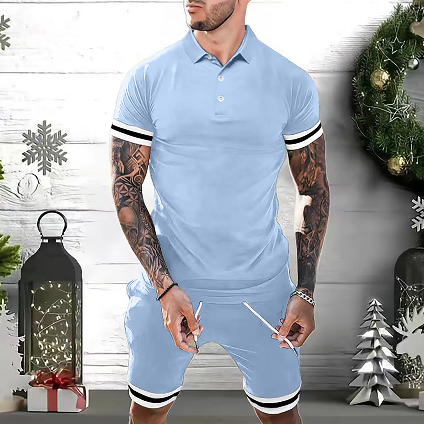 Men’s Summer Polo Shirt & Shorts Set