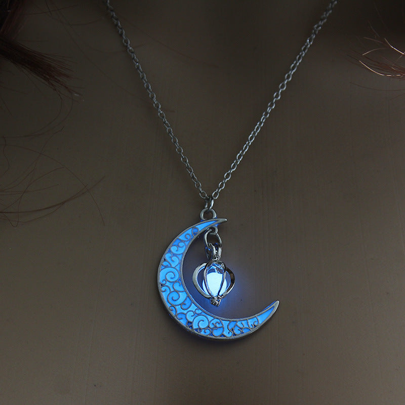 Glowing Pendant Silver-Plated Necklace