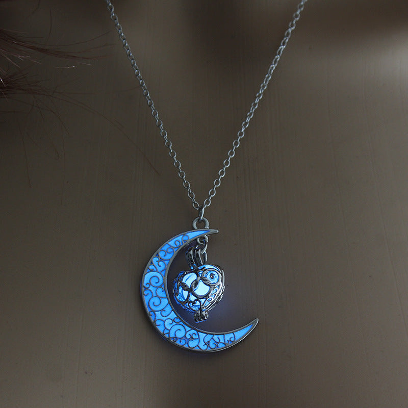 Glowing Pendant Silver-Plated Necklace