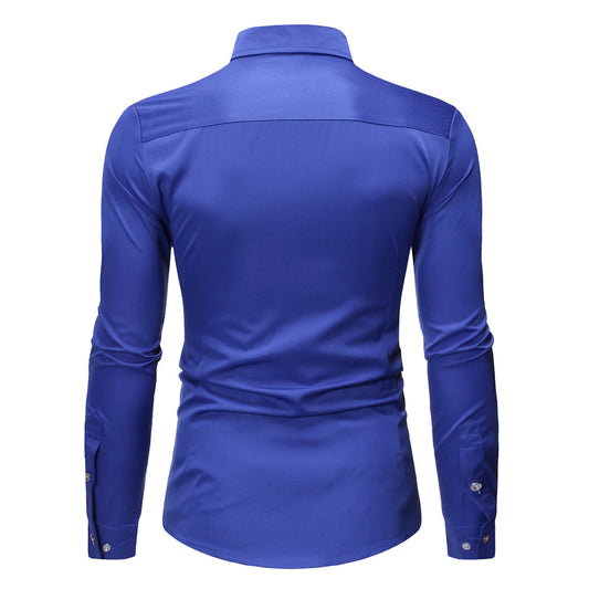 Royal Blue Slim Fit Wedding Tuxedo Shirt