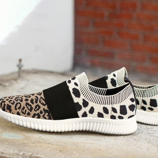 Women’s Slip-On Knitted Leopard Sneakers