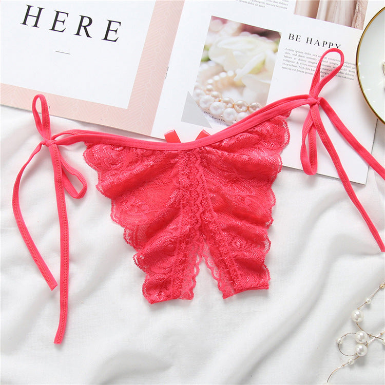 Lace-up thong lace lace-up panties
