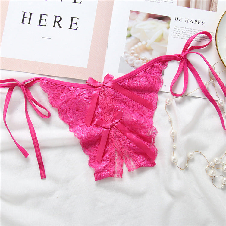 Lace-up thong lace lace-up panties