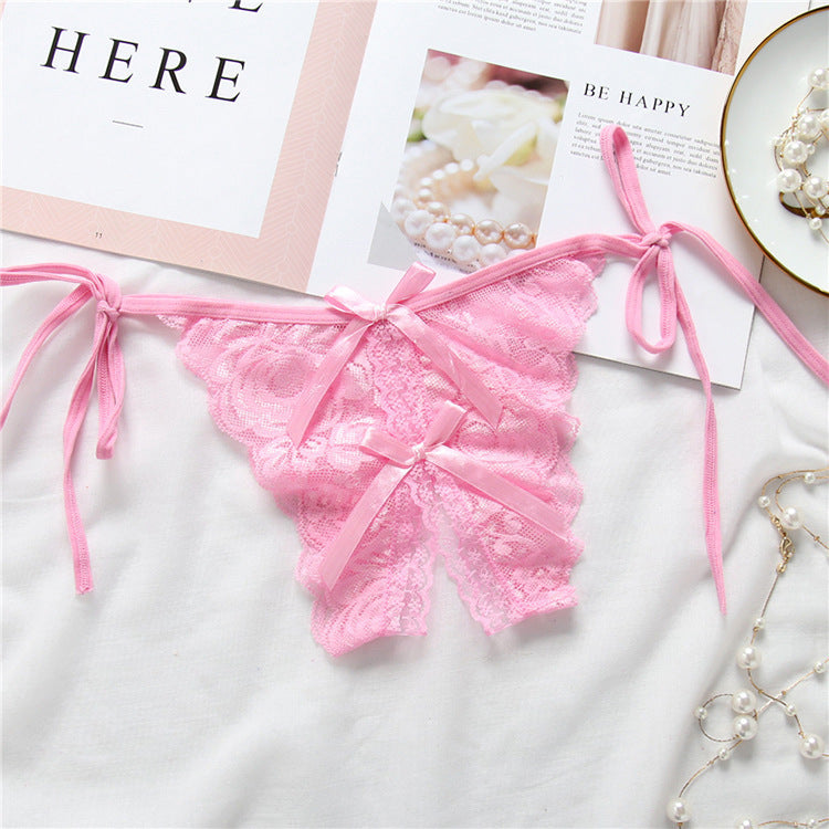 Lace-up thong lace lace-up panties