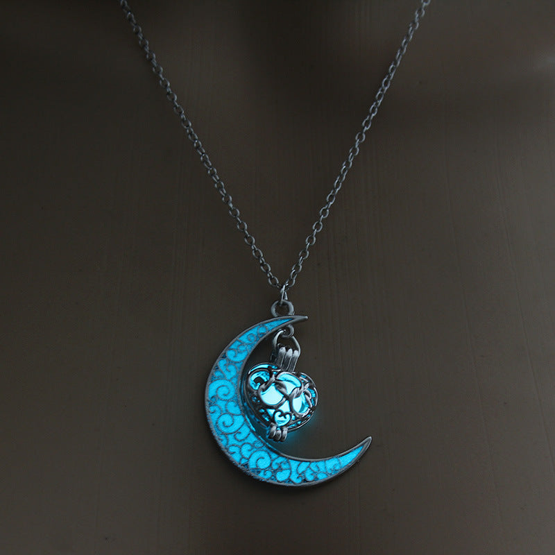 Glowing Pendant Silver-Plated Necklace