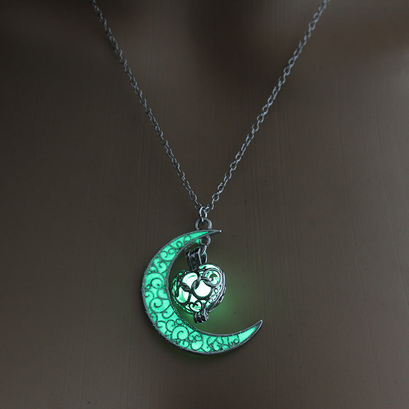Glowing Pendant Silver-Plated Necklace